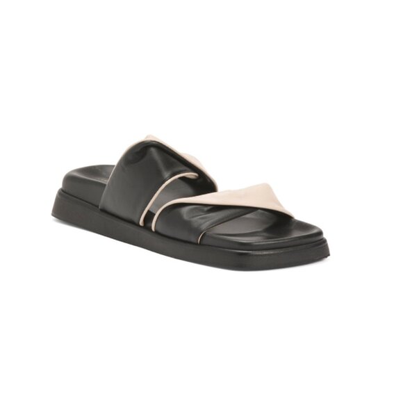 ALOHAS Black/Cream Made In Spain Leather Shaka Two Tone Sandals